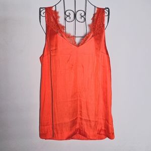 HM orange satin lace sleeveless tank top nwt 14